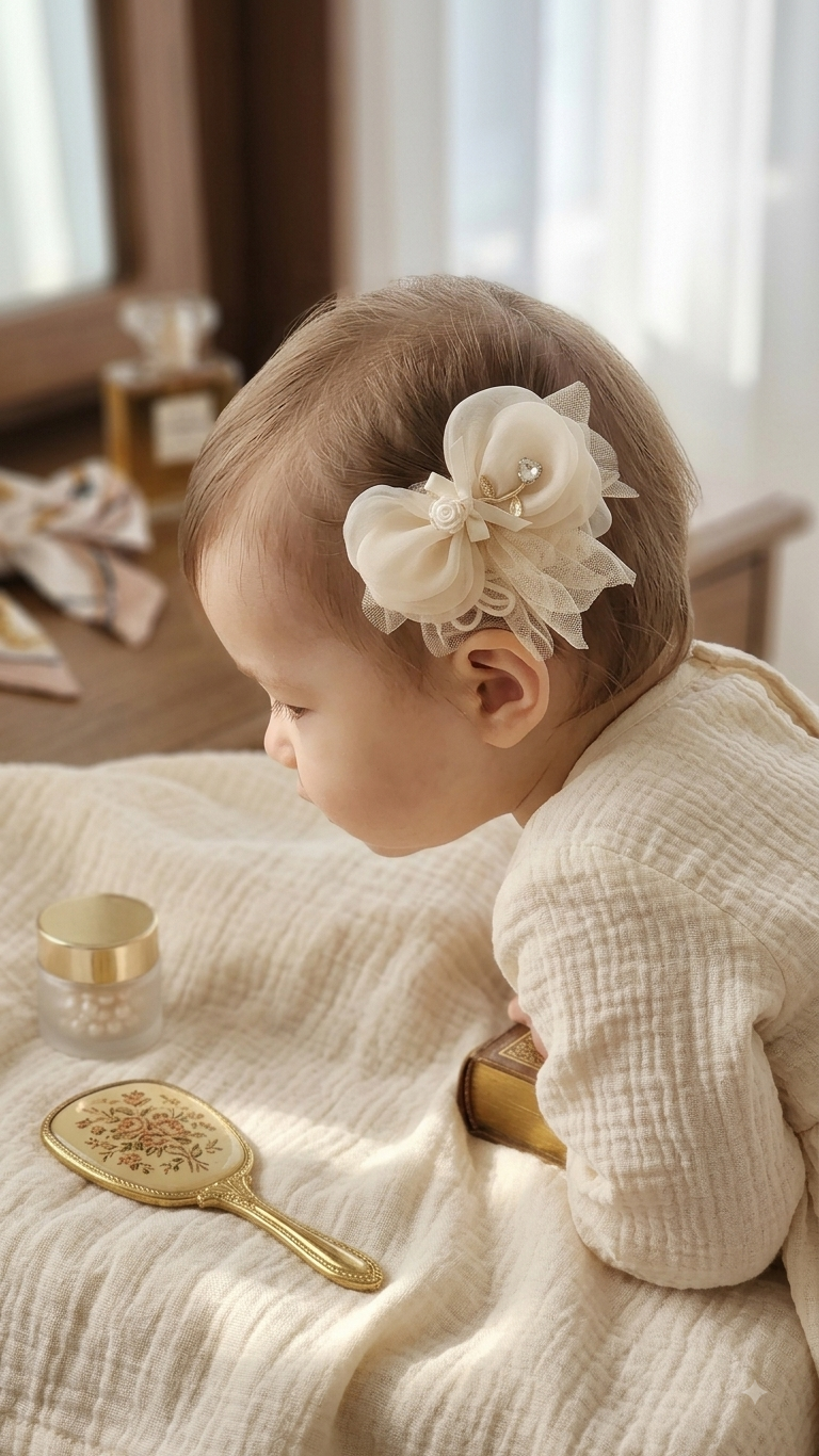 DOLCY Rosy Tulle Bow Hair Clips – Cute Tulle Bow Hair Accessories for Baby Girls