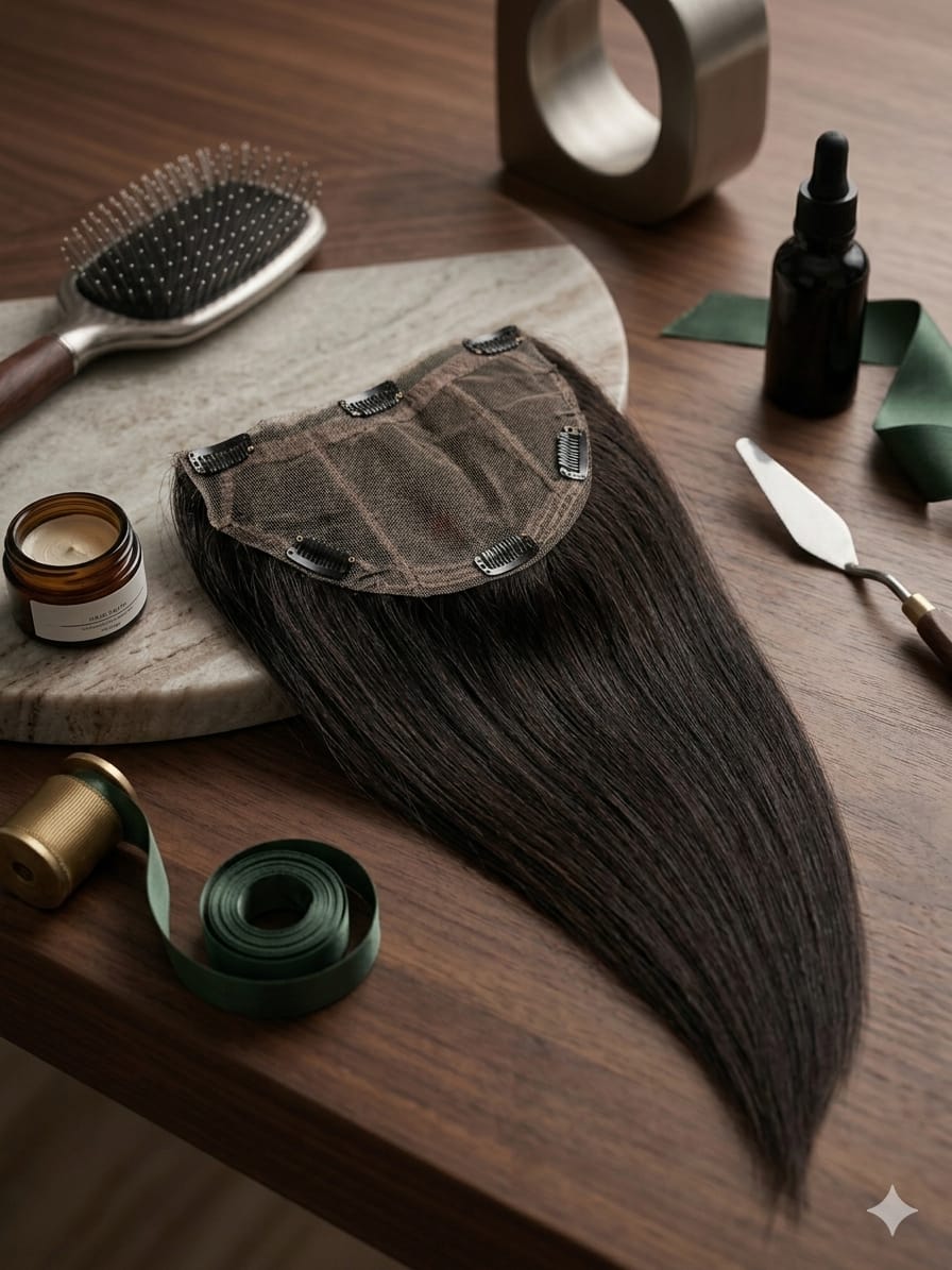 Dolcy Russian Switch Hair Patch – Natural Clip-In Hair Topper for Volume & Length