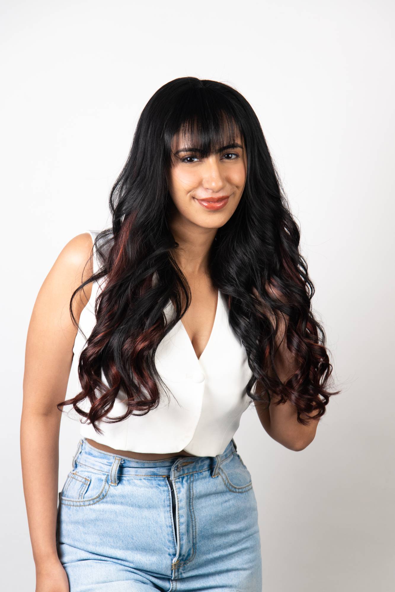 Clip-in bangs hair extension in Natural Black - 100% human hair fringe for instant style change