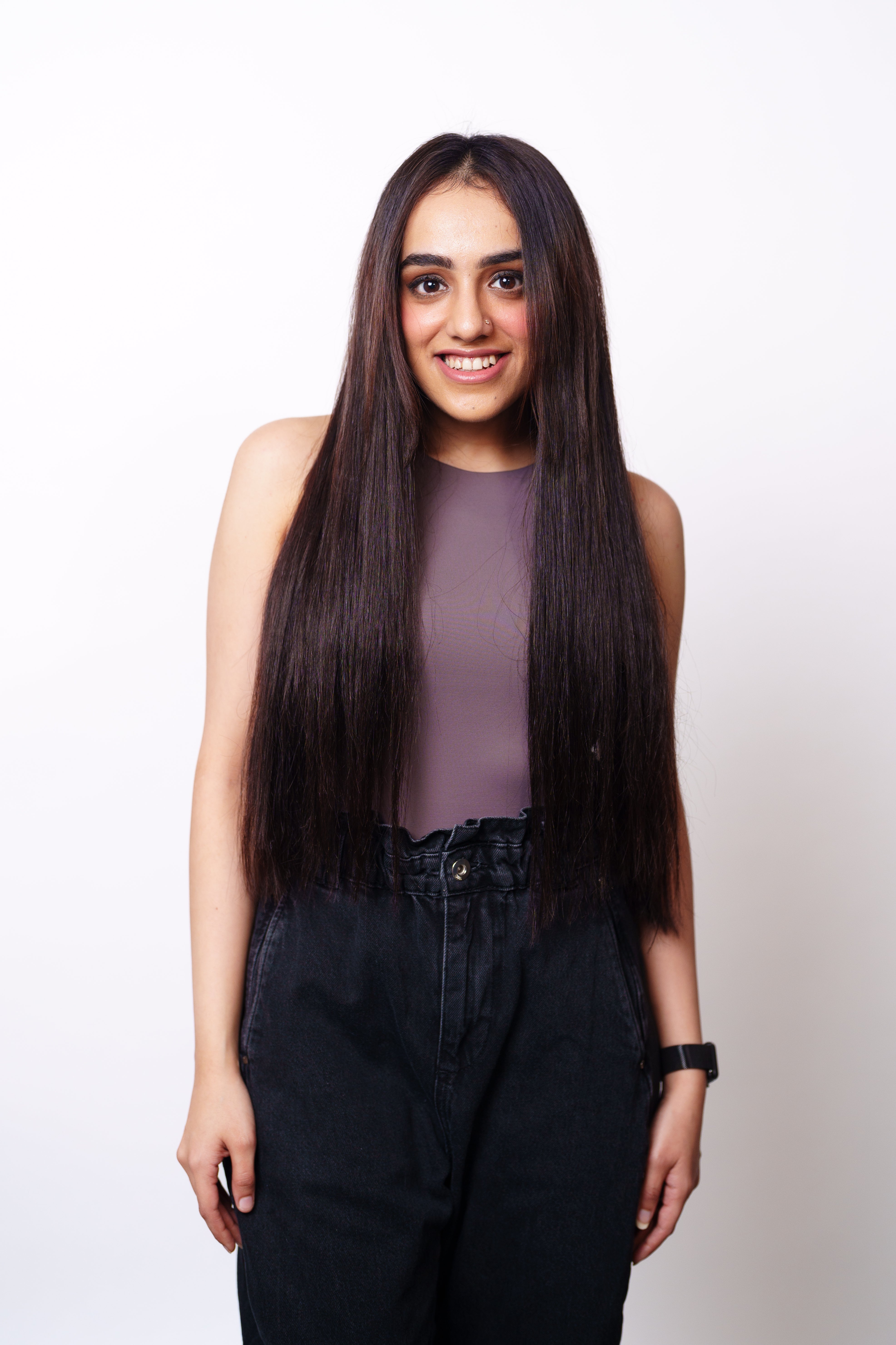 Dolcy Classic 3 Set Clip-In Straight Hair Extension – Natural Black, Front View