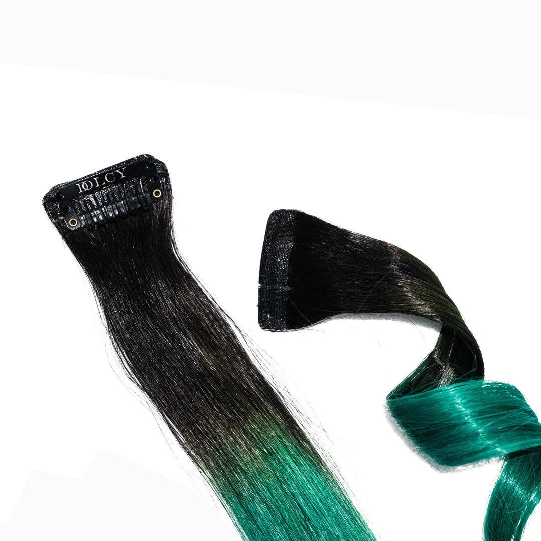 green highlight hair extension strands India