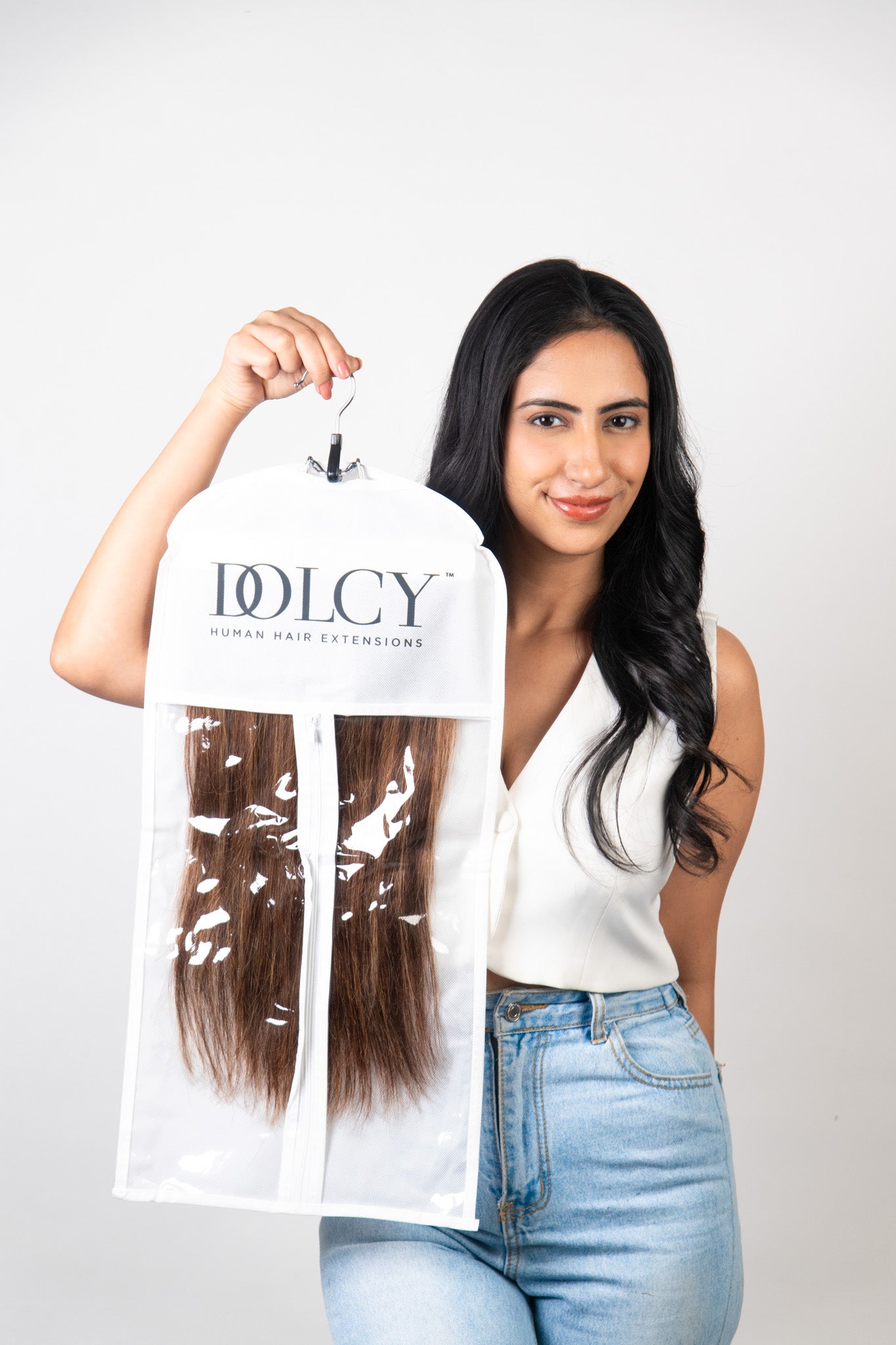 Dolcy Hair Extension Hanger Cover – Zippered Storage Bag with Transparent Front Panel for Dust-Free, Tangle-Free Hair Extension and Wig Storage at Home and Travel