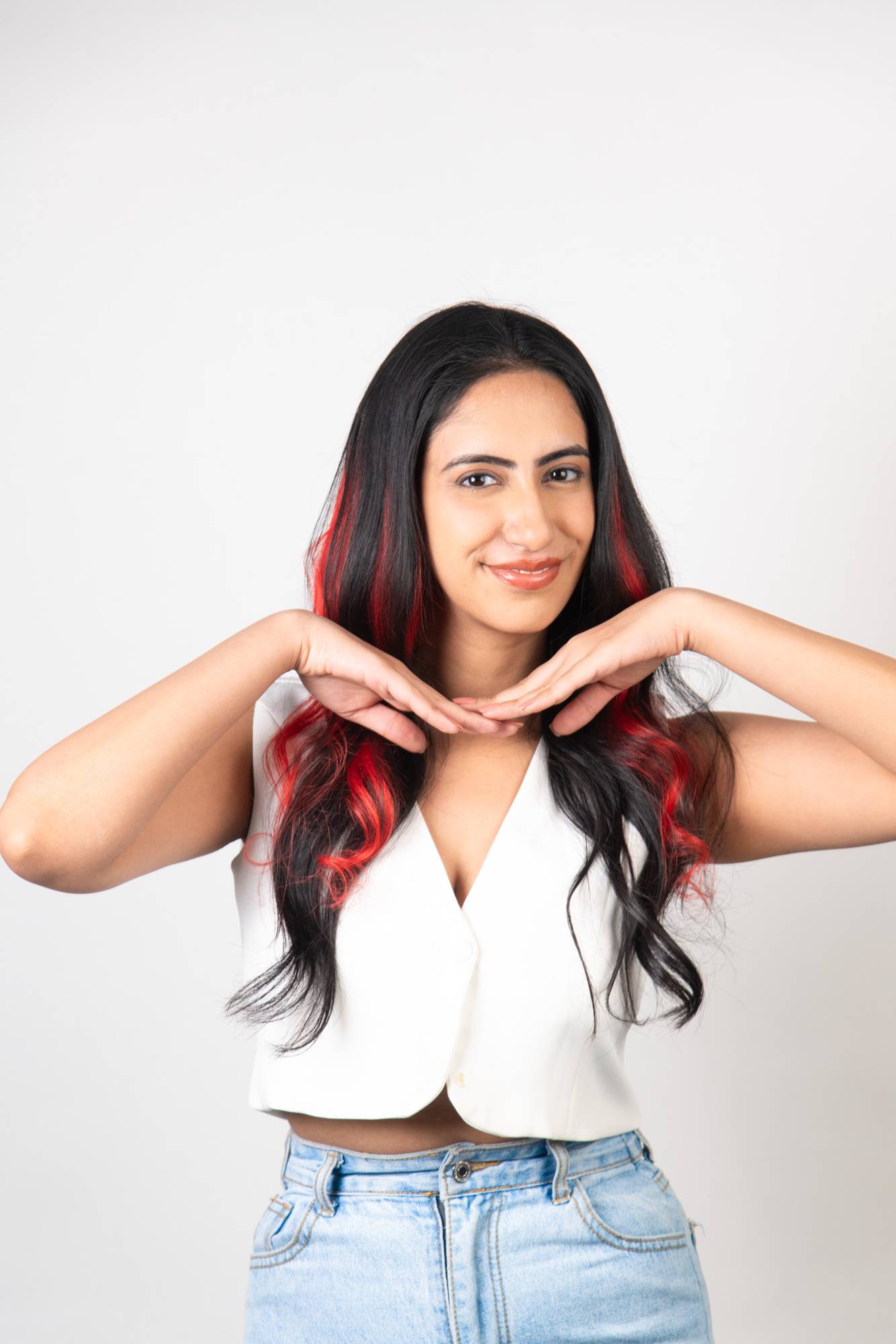Neon Red Hair Streak for Parties and Styling Dolcy