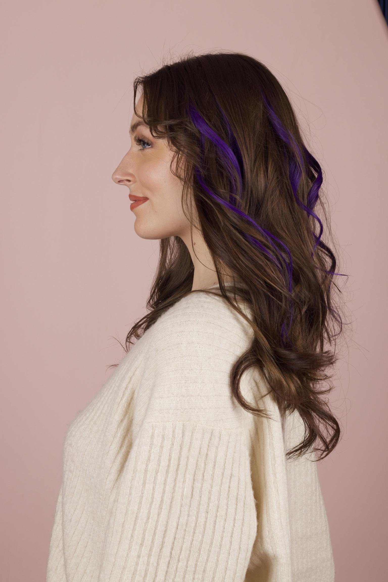Purple Clip in Hair Streaks