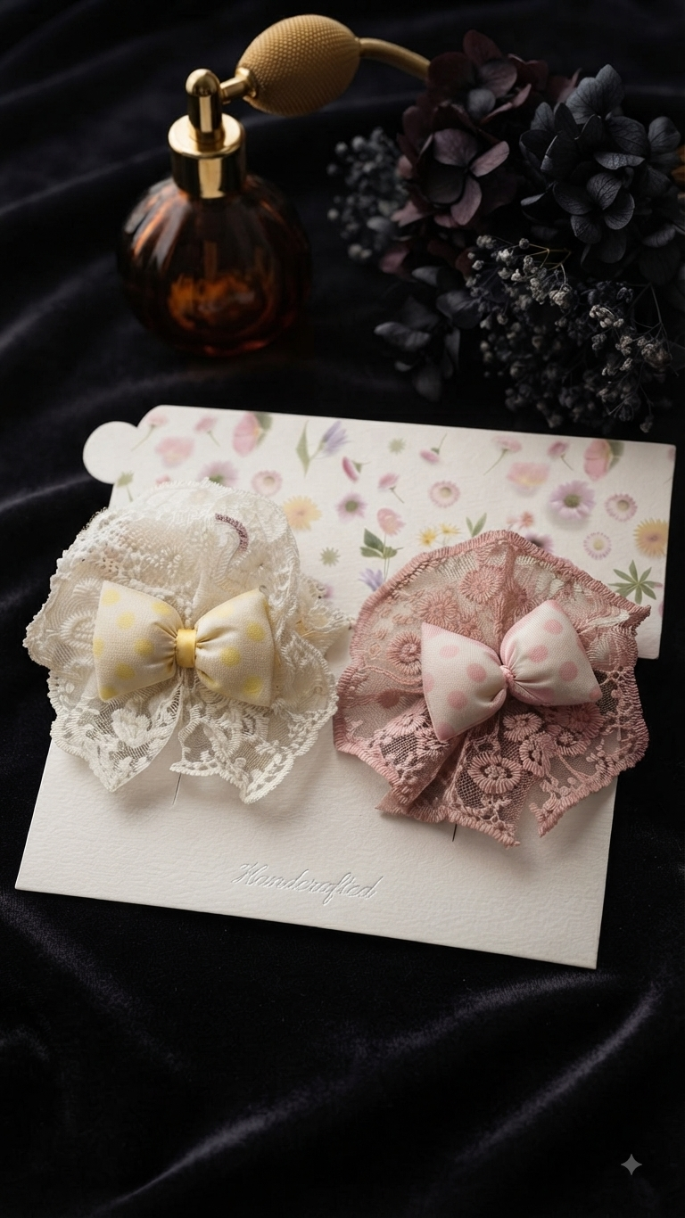 DOLCY Darling Dot Lace Bow Hair Clip – Cute Lace Bow Hair Accessory for Baby Girls