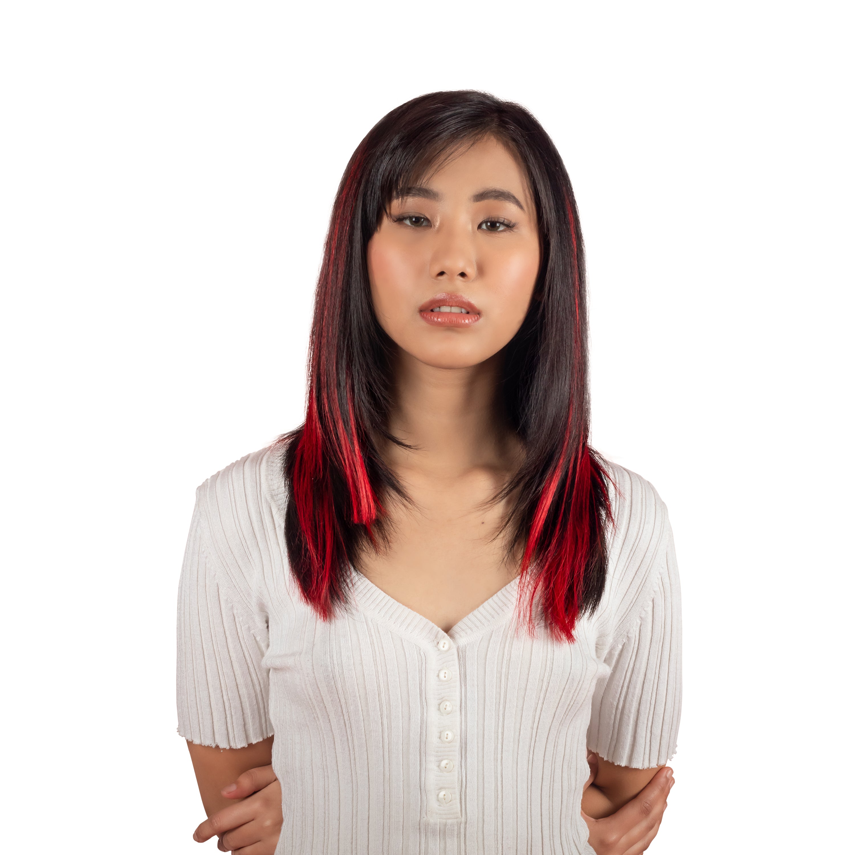 trendy burgundy synthetic hair streaks women