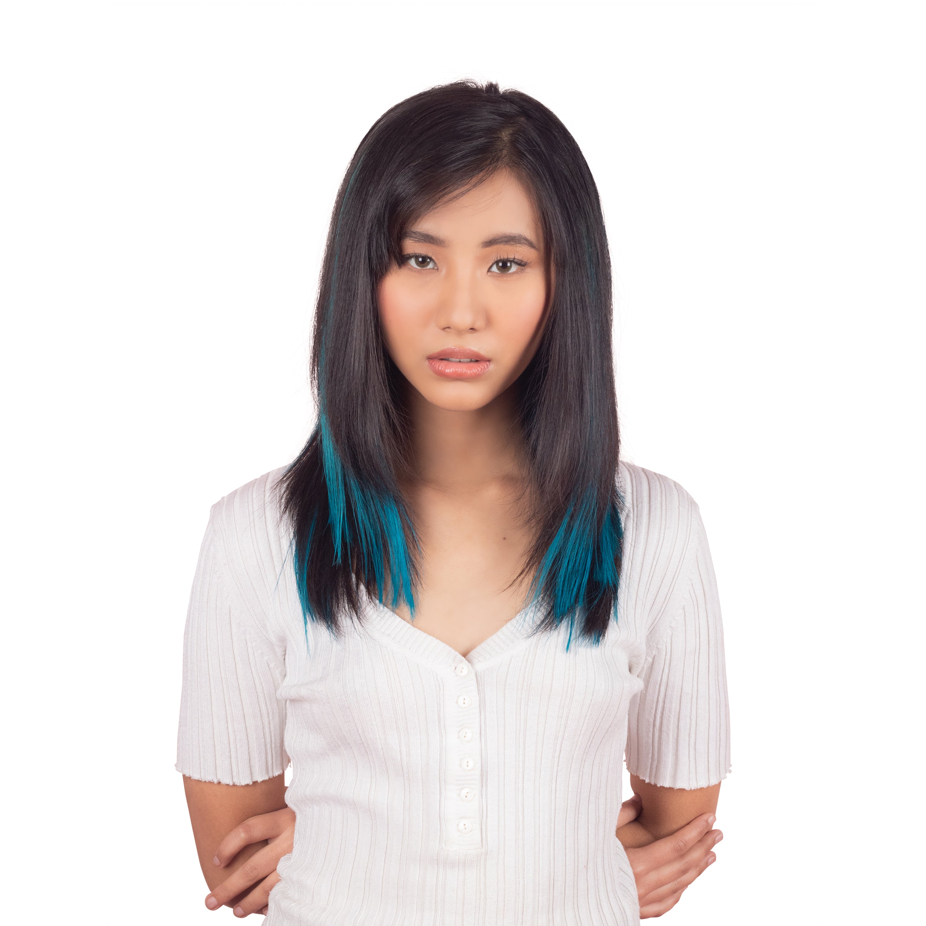 colorful synthetic hair streaks women