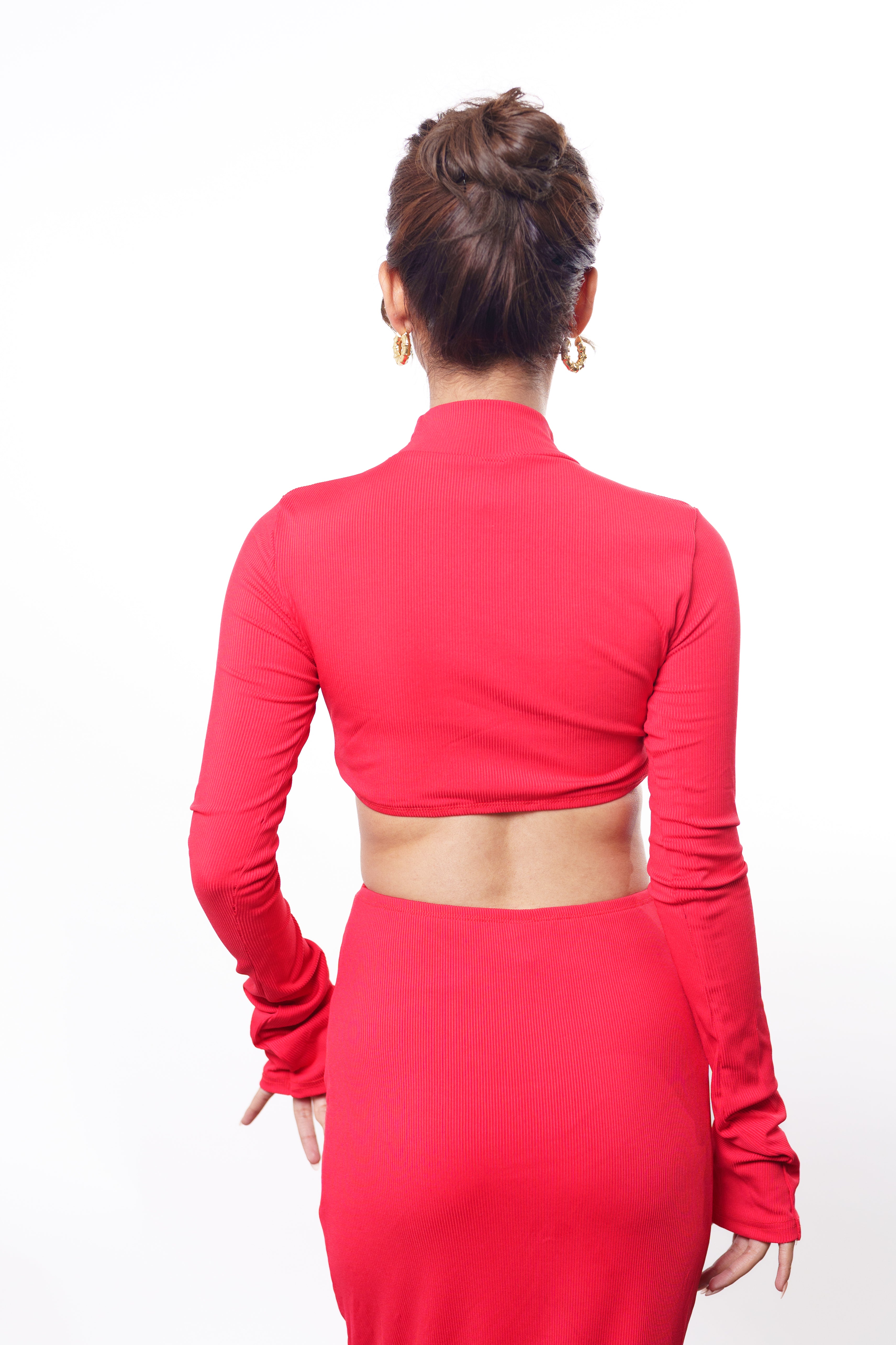 Back View of Dolcy Top Knot Curly Hair Extension in Dark Brown – Showing Crown Placement, Voluminous Curly Bun Height, and Seamless Blend with Natural Hair